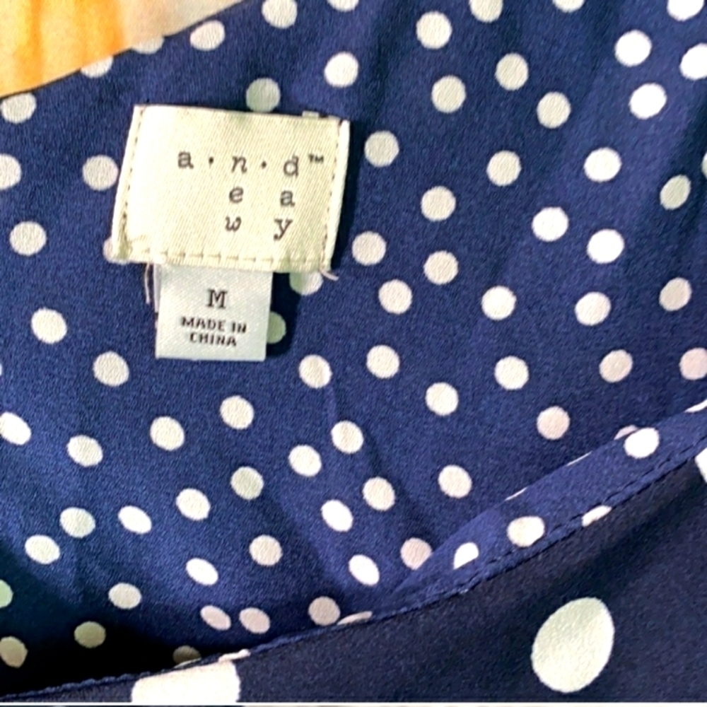 A New Day Medium One Shoulder Navy And White Polka Dot Asymmetrical Dress - Picture 3 of 5